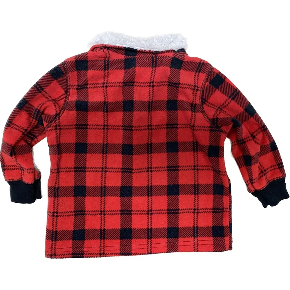 12 Months NEW Baby Boy Buffalo Plaid Fleece Pullover